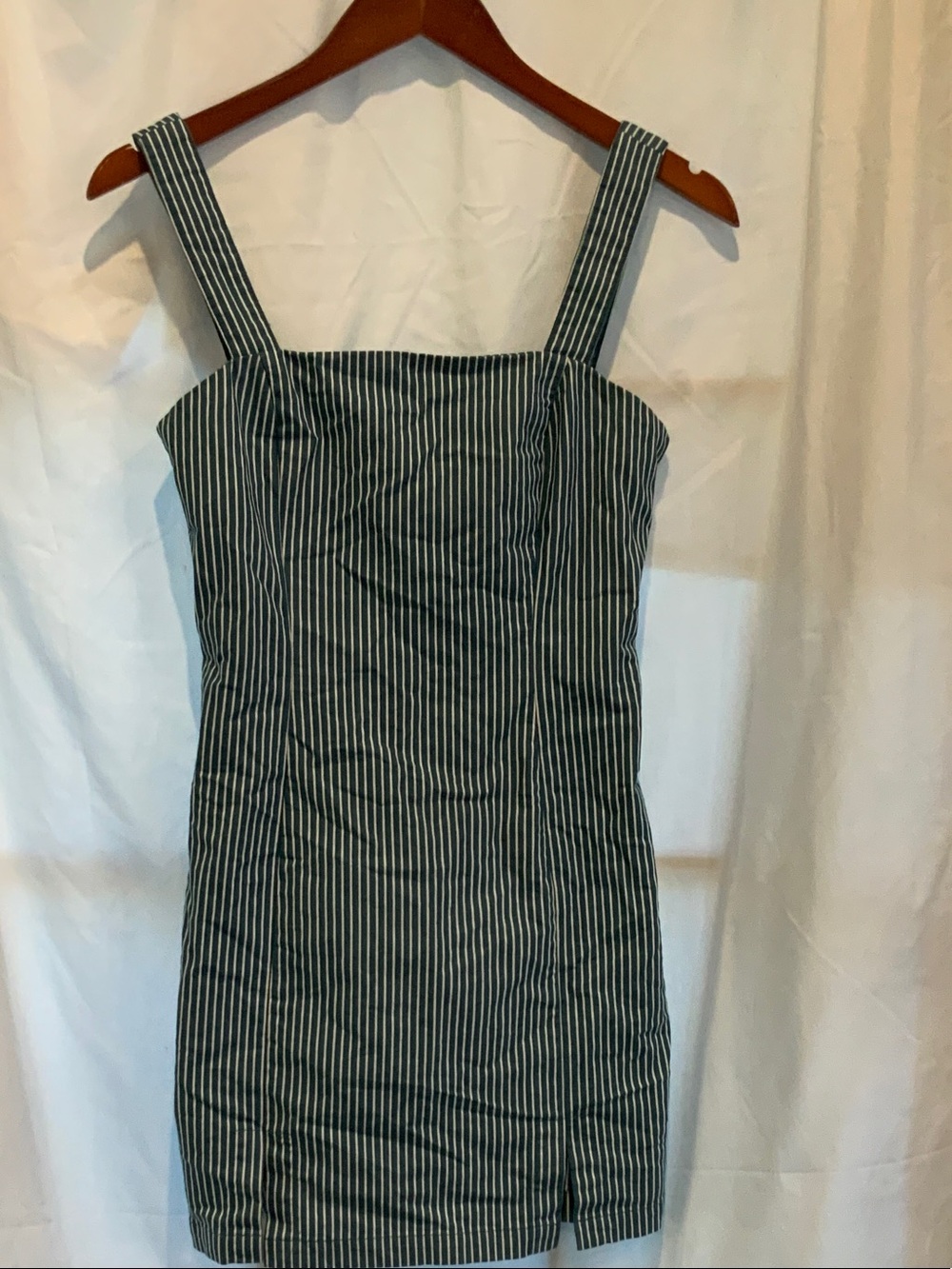 Forever 21 Navy and White Striped Square-Neck Mini Dress